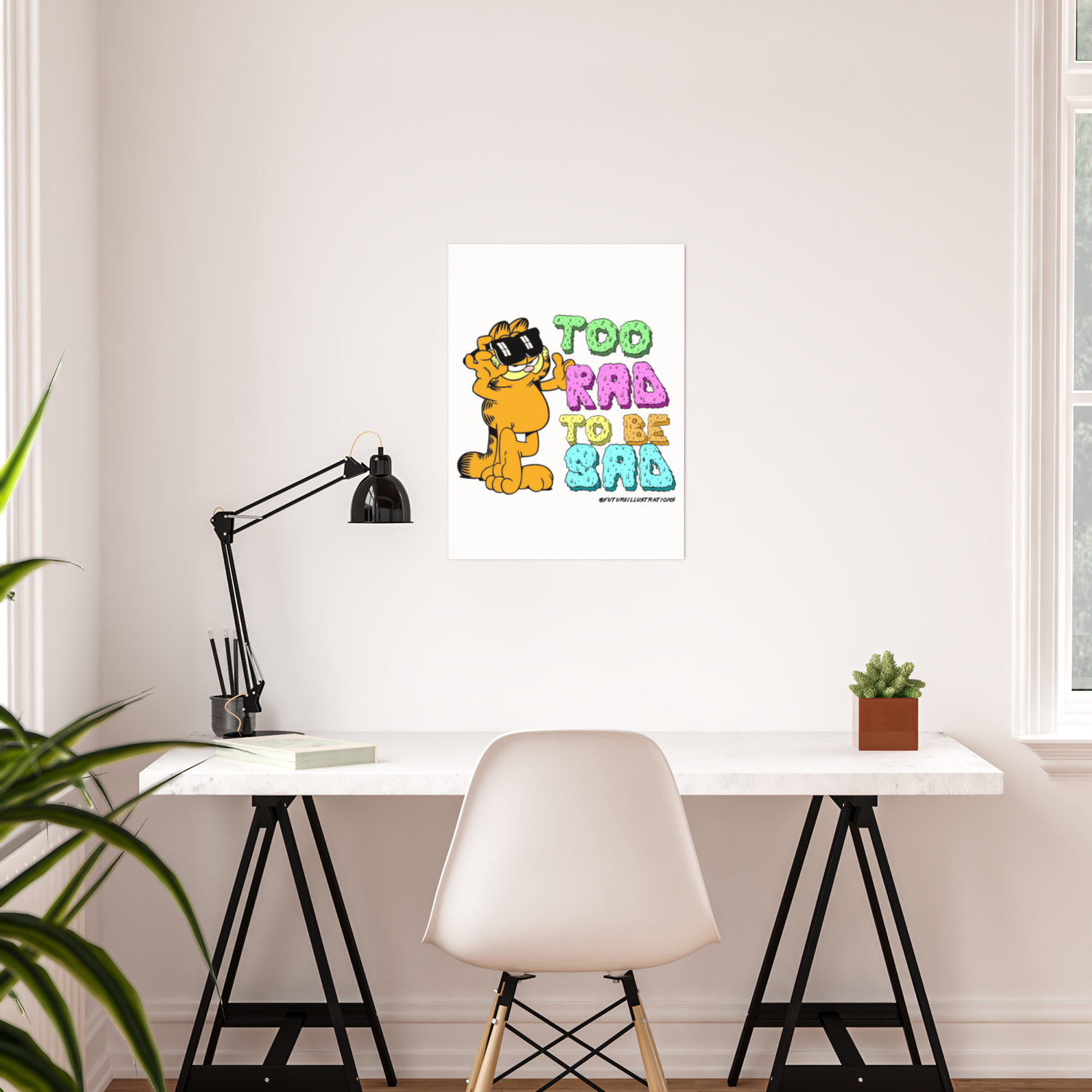 Too Rad To Be Sad Garfield The Cat Poster By Futureillustrations