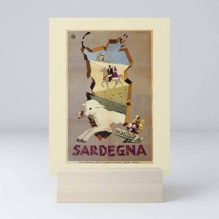 Visit Sardinia vintage Italian travel ad Mini Art Print