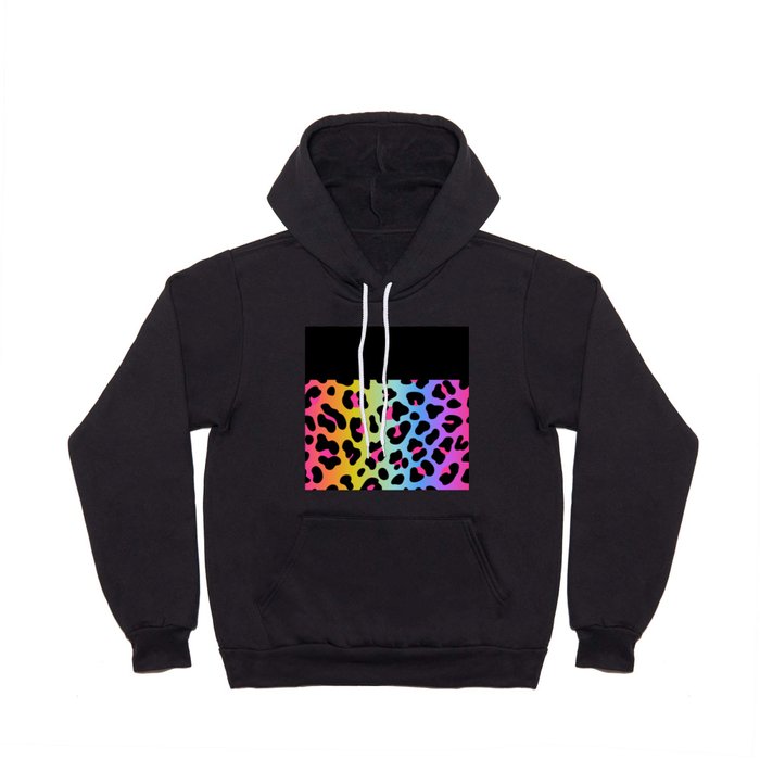 Black & Holo Rainbow Leopard Hoody