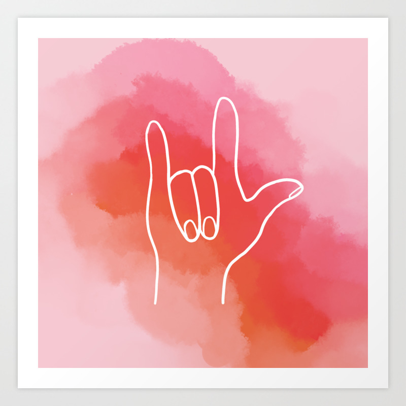 Asl I Love You Sign Language Pink Art Print By Metro Line Designs Society6 Asl I Love You Sign Language Pink Art Print By Metro Line Designs Society6