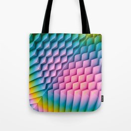 Exponential Edges Multicolored Pink Blue Tie Dye Geometric Abstract Artwork Tote Bag