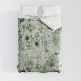 juniper green floral bouquet aesthetic cluster Duvet Cover