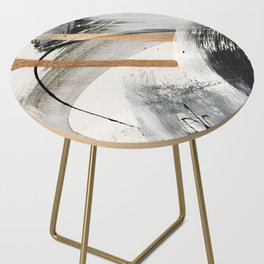 Armor [7]: a bold minimal abstract mixed media piece in gold, black and white Side Table