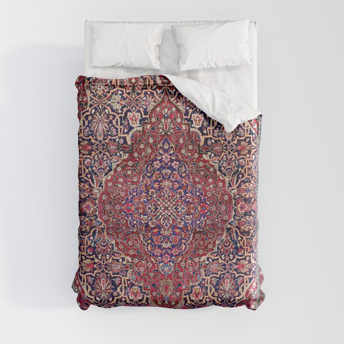 Kashan Central Persian Silk Rug Print Duvet Cover