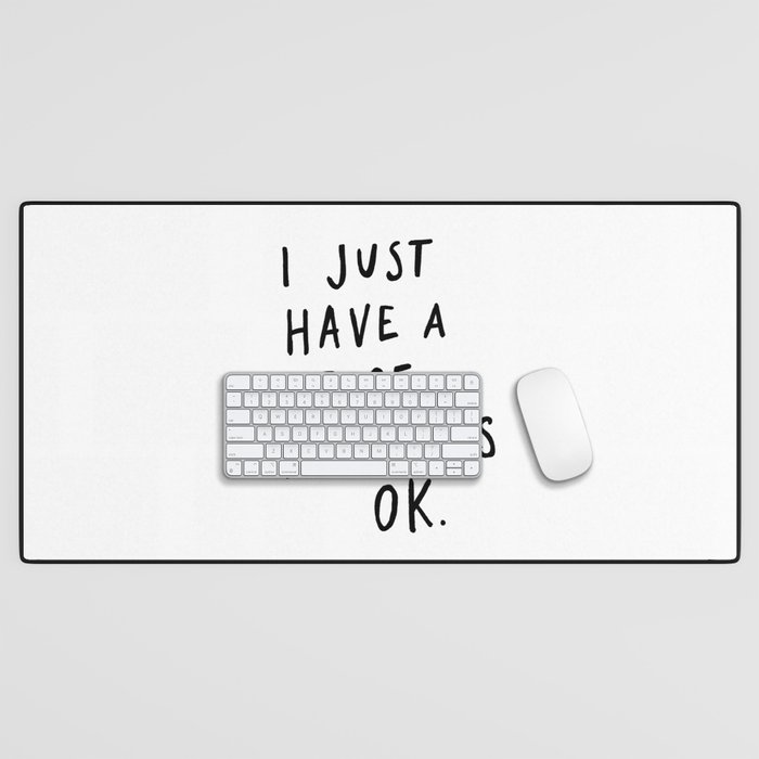 Feelings White Desk Mat