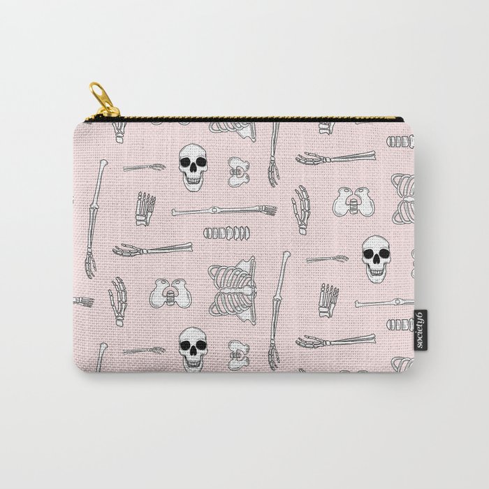 Skeleton Parts Repeat Pink Carry-All Pouch