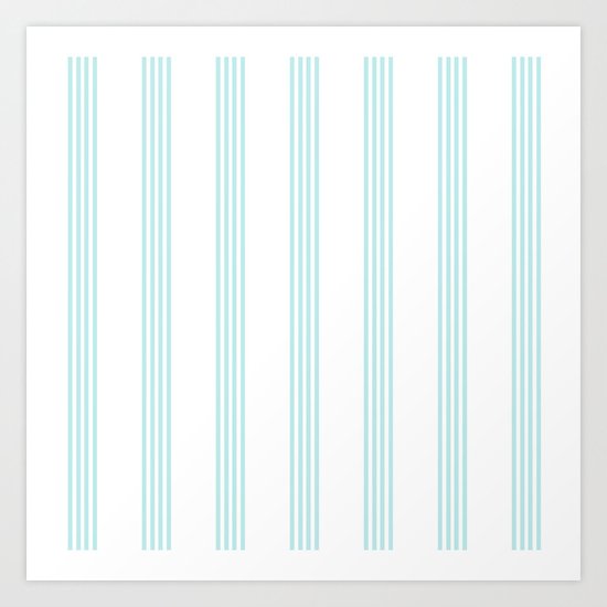 Striped I - Turquoise stripes on white- Beautiful summer pattern Art Print