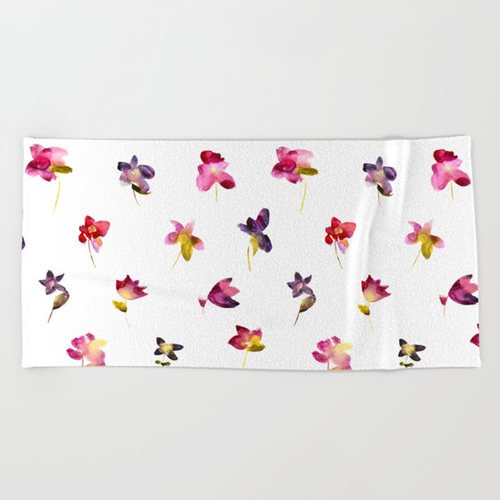 Watercolor flowers Beach Towel