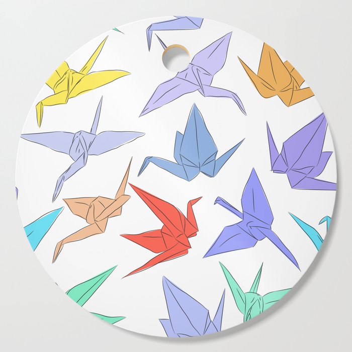 Japanese Origami paper cranes symbol of happiness, luck and longevity  Cutting Board by EkaterinaP | Society6