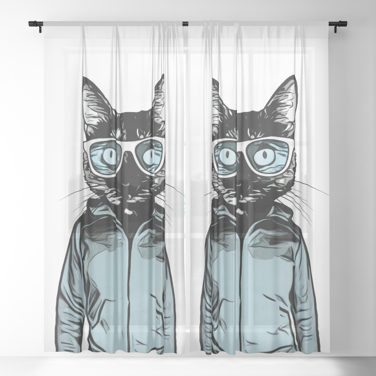 Cool Cat Sheer Curtain by nicklasgustafsson | Society6