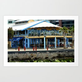 Cafe beside the Bay Art Print | Landscape, Photo, Architecture 