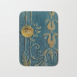 Original Art - A Piece of Versailles Blue & Gold Gilding Art Block Bath Mat | Artblock, Fadedgrandeur, Doorknob, Chippypaint, Country, Gold, Aubusson, Versailles, Gilding, French 