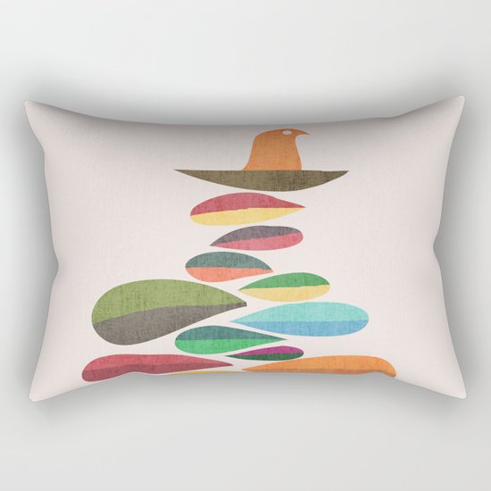 Bird nesting on top of pebbles hill Rectangular Pillow