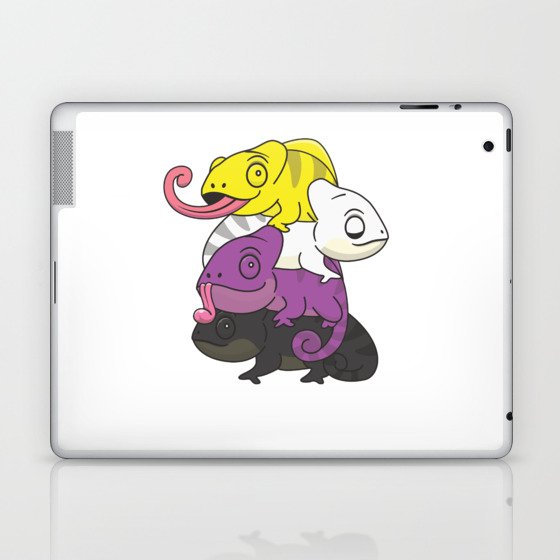 Nonbinary Flag Pride Lgbtq Cute Chameleon Pile Laptop & iPad Skin