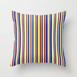 [ Thumbnail: Vibrant Red, Light Cyan, Yellow, Dark Blue, and Sky Blue Colored Lines Pattern Throw Pillow ]