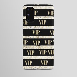 Elegant black gold VIP typography confetti stripes Android Case