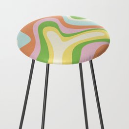 Neon Pastel Abstract Bubble Gum Swirl - Blue Green Pink Counter Stool