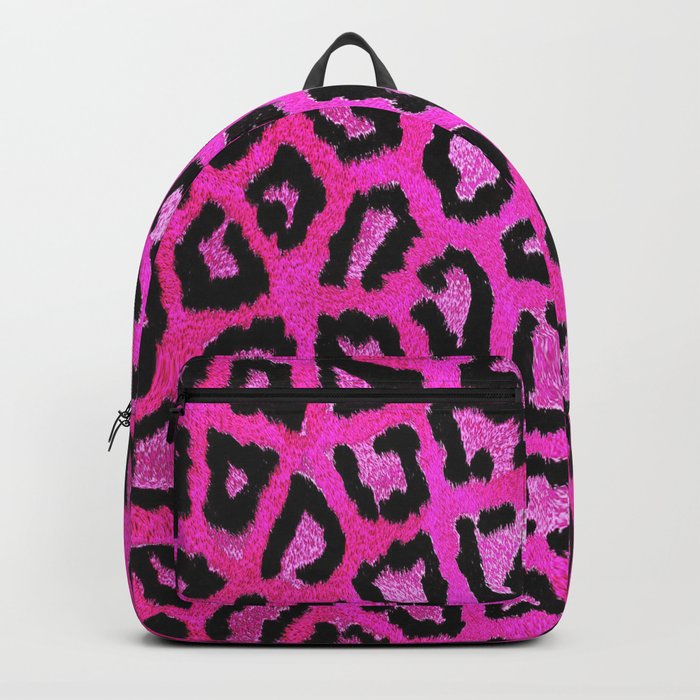 Fuchsia pink black leopard animal print gradient pattern Backpack