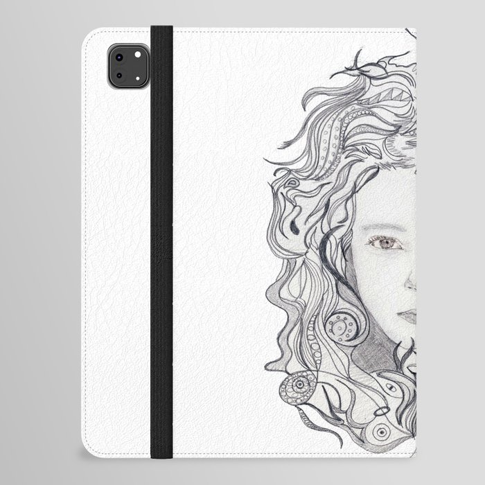 girl - curly doodle hair iPad Folio Case
