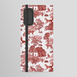 Red toile foxes, bunnies, deer in woodland Android Wallet Case