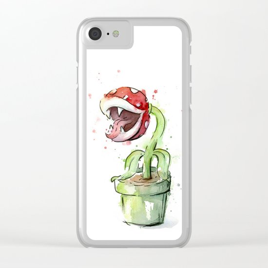 Piranha Plant Art Nintendo Mario Videogame Geek Gaming Clear iPhone Case