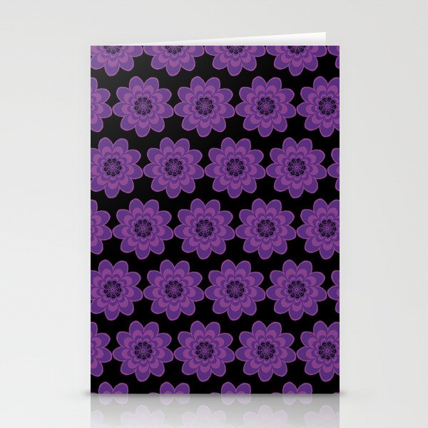 Pyschedelic Purple Flowers Stationery Cards