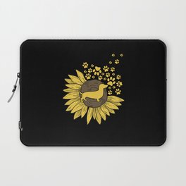 Sunflower with paws and dachshund Laptop Sleeve