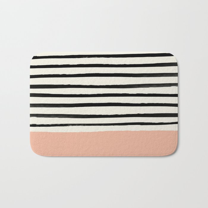 Peach X Stripes Bath Mat By Floresimagespdx Society6