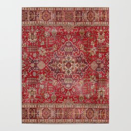 Vintage red geometric carpet Poster