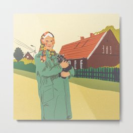 Woman with a cat Metal Print