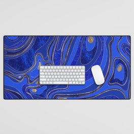 Marble Map - blue and gold Desk Mat