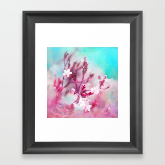 WHITE MACRO FLOWERS Framed Art Print