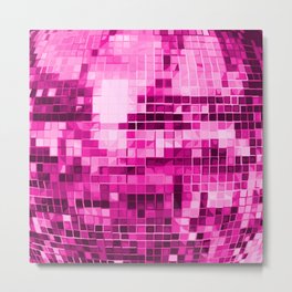 Pink Mirrored Disco Ball Pattern Metal Print