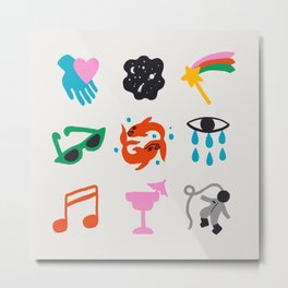 Pisces Emoji Metal Print | Fish, Cocktail, Crying, Pisces, Universe, Eye, Drawing, Emotional, Zodiac, Astronaut 