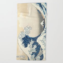 The Great Wave Off Kanagawa by Katsushika Hokusai Thirty Six Views of Mount Fuji - The Great Wave Beach Towel