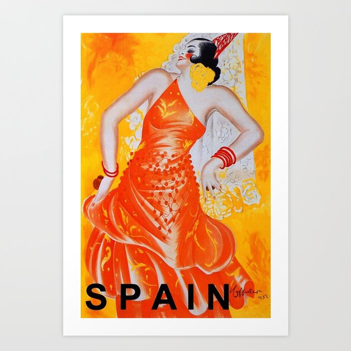 Spain Vintage Travel Ad Art Print By Glimmersmith Society6