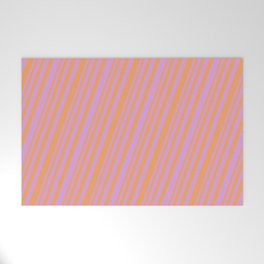[ Thumbnail: Plum & Brown Colored Stripes/Lines Pattern Welcome Mat ]