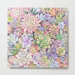 Succulent Garden #66 Metal Print | Botanical, Succulent, Bouquet, Flower, Garden, Watercolor, Cacti, Allover, Tropical, Pattern 