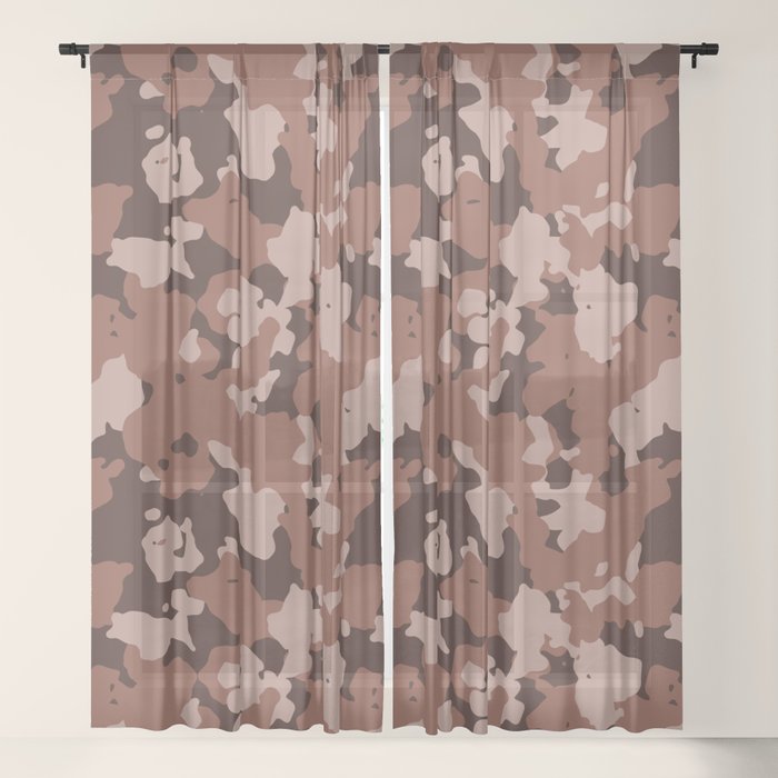 Chocolate Modern Camouflage Pattern Sheer Curtain By Jcdesigning