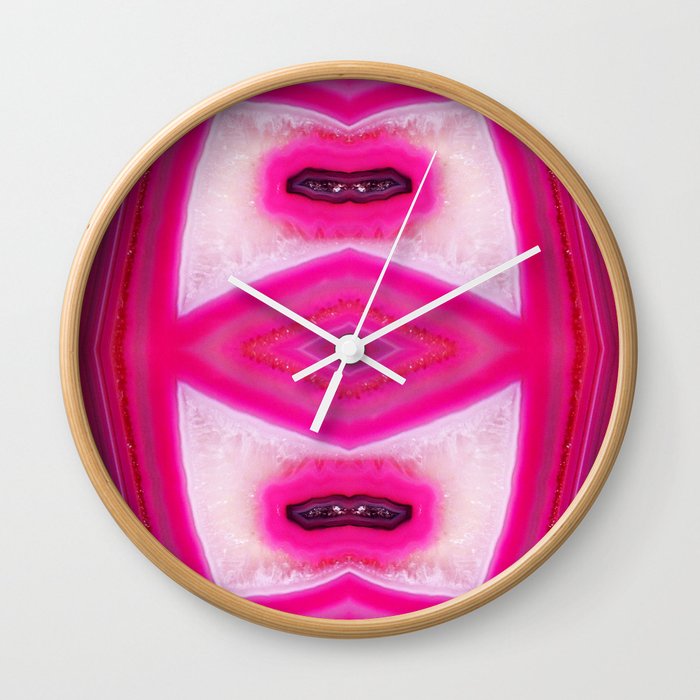 Mirrored Agate in Pink Wall Clock