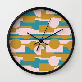 Geometric Mid-Century Mustard Blue Wall Clock