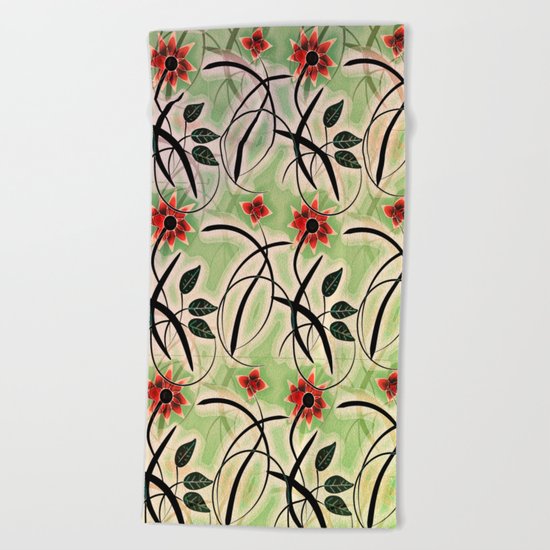 Flower Swirl Pattern Day Beach Towel