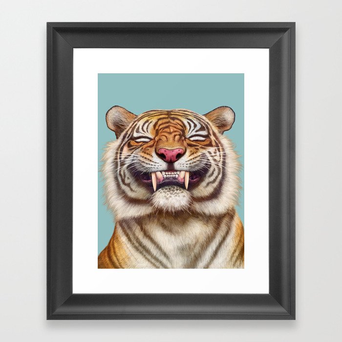 Smiling Tiger Framed Art Print