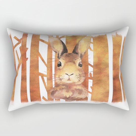 Fast Rabbit in the forest- abstract Hare watercolor Illustration Rectangular Pillow
