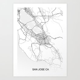 San Jose street map Art Print