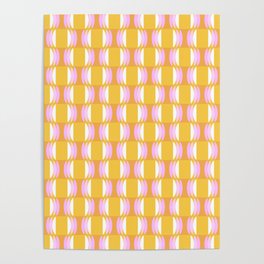 Groovy Geometric Shapes in Yellow and Pink Poster