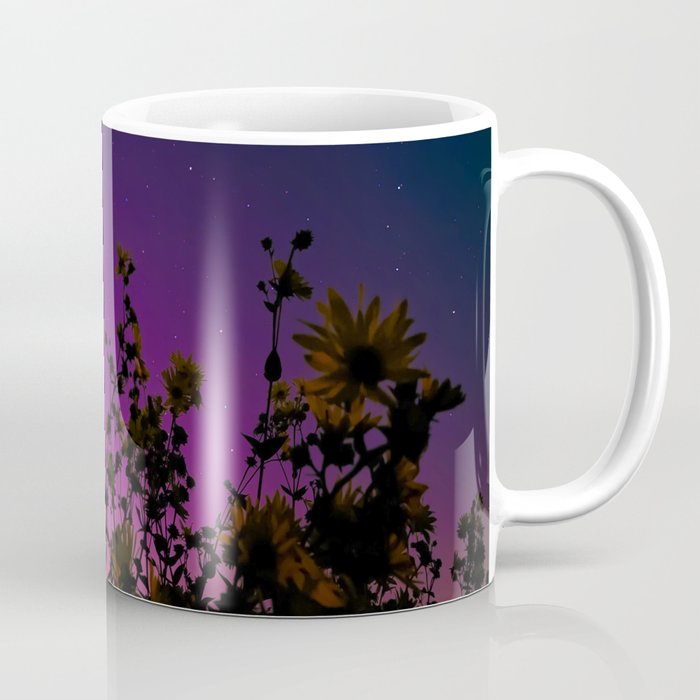 Colorful Flower and Star Silhouette  Coffee Mug