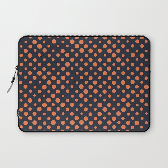 Navy Blue And Orange Polka Dots Orange Polka Dot Background Retro Blue & Orange Dotted Pattern Laptop Sleeve