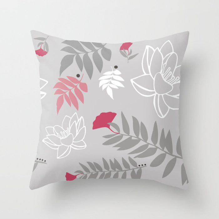 Flowers and leaves Throw Pillow