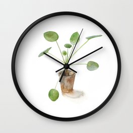 Pilea. Chinese money plant. Wall Clock